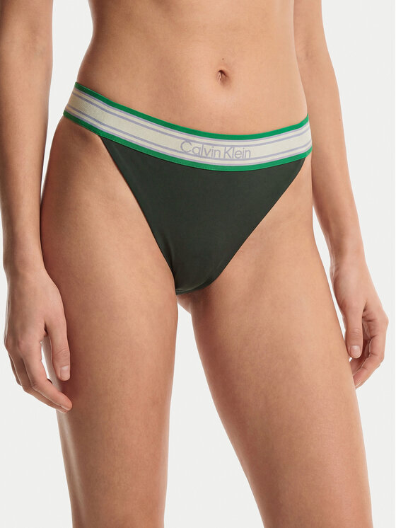 Calvin Klein Swimwear Dół od bikini LV00Q61104 Zielony ciemny