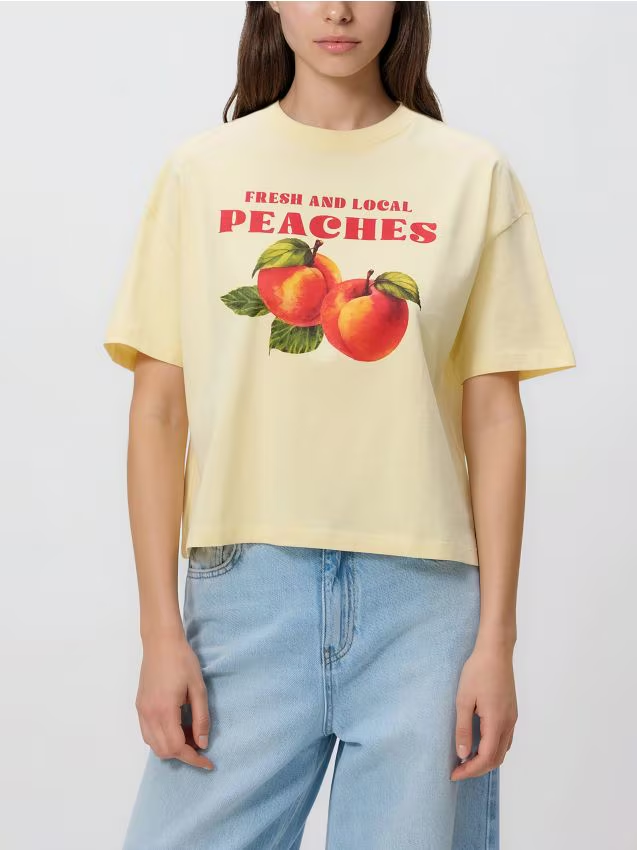 Reserved - T-shirt z nadrukiem - kremowy miniaturka