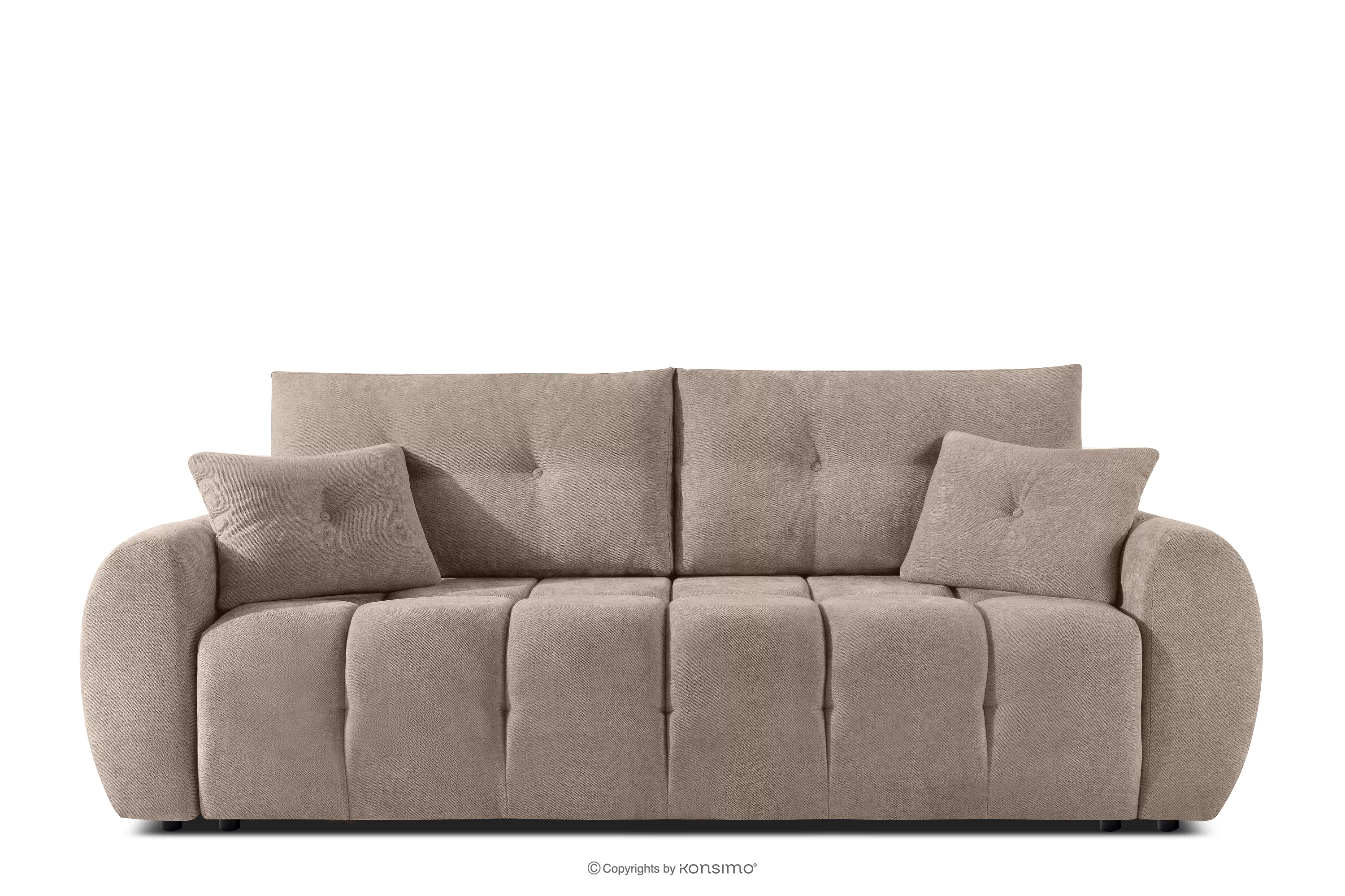 Pikowana sofa trzyosobowa z funkcją spania w tkaninie plecionej jasny brązowy HELLA