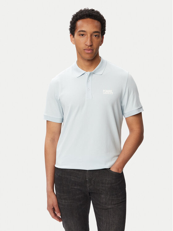 KARL LAGERFELD Polo 745780 563235 Niebieski jasny Regular Fit