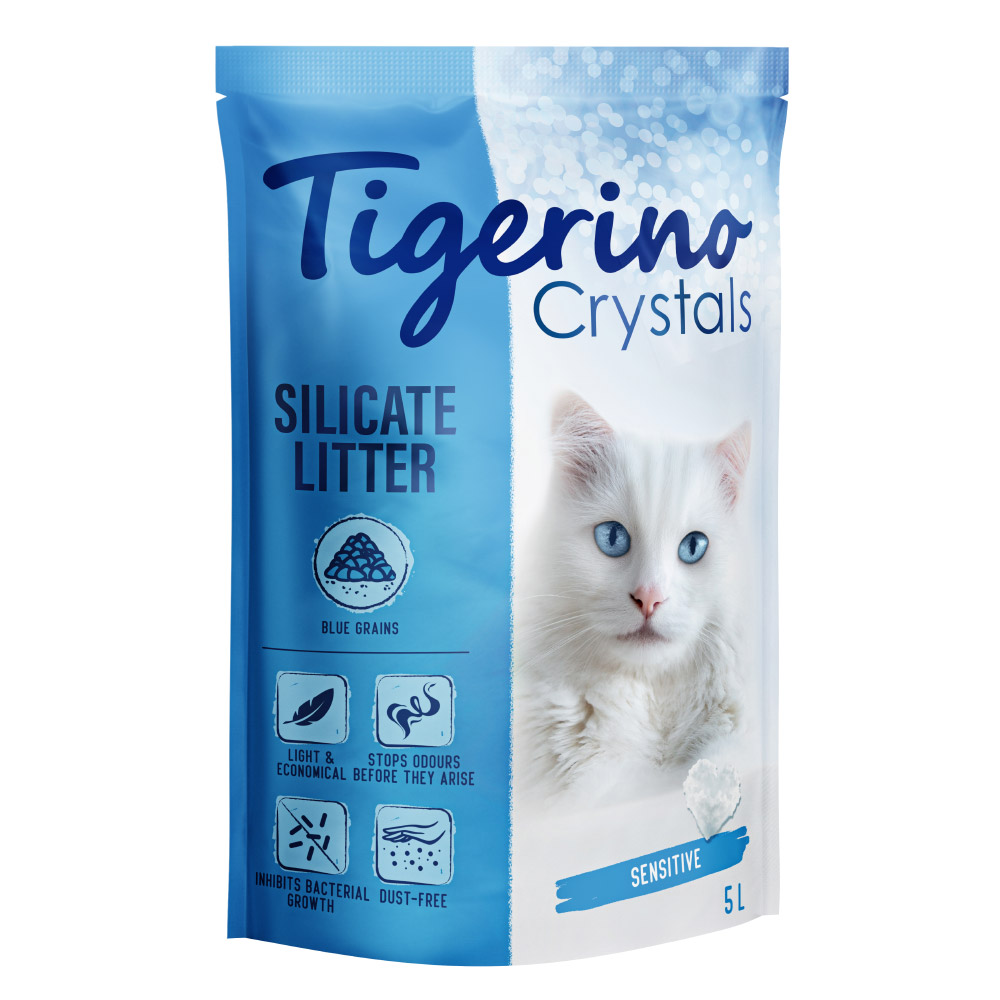 Tigerino Crystals Sensitive, kolorowy żwirek dla kota - bezzapachowy - Błękitny, 5 l (ok. 2,1 kg)