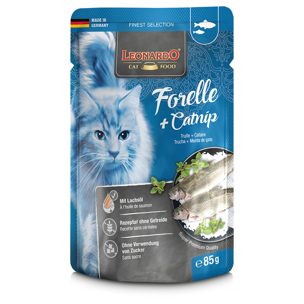 Megapakiet Leonardo Finest Selection, 32 x 85 g - Pstrąg z kocimiętką