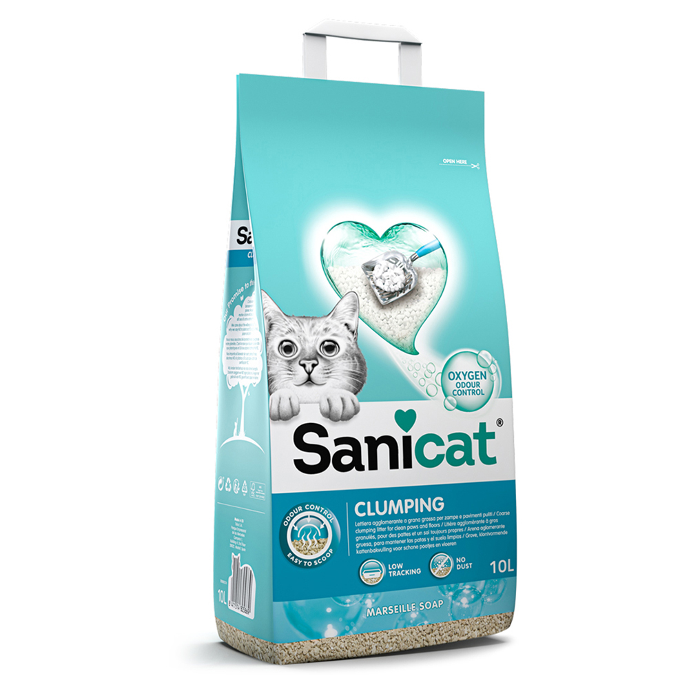 Sanicat żwirek zbrylający się z mydłem marsylskim - 2 x 10 l
