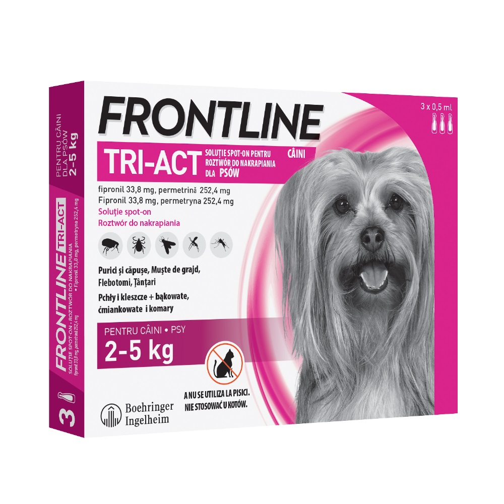 Frontline Tri-Act Spot-on dla psów - S: 5-10 kg (3 pipety x 1 ml)