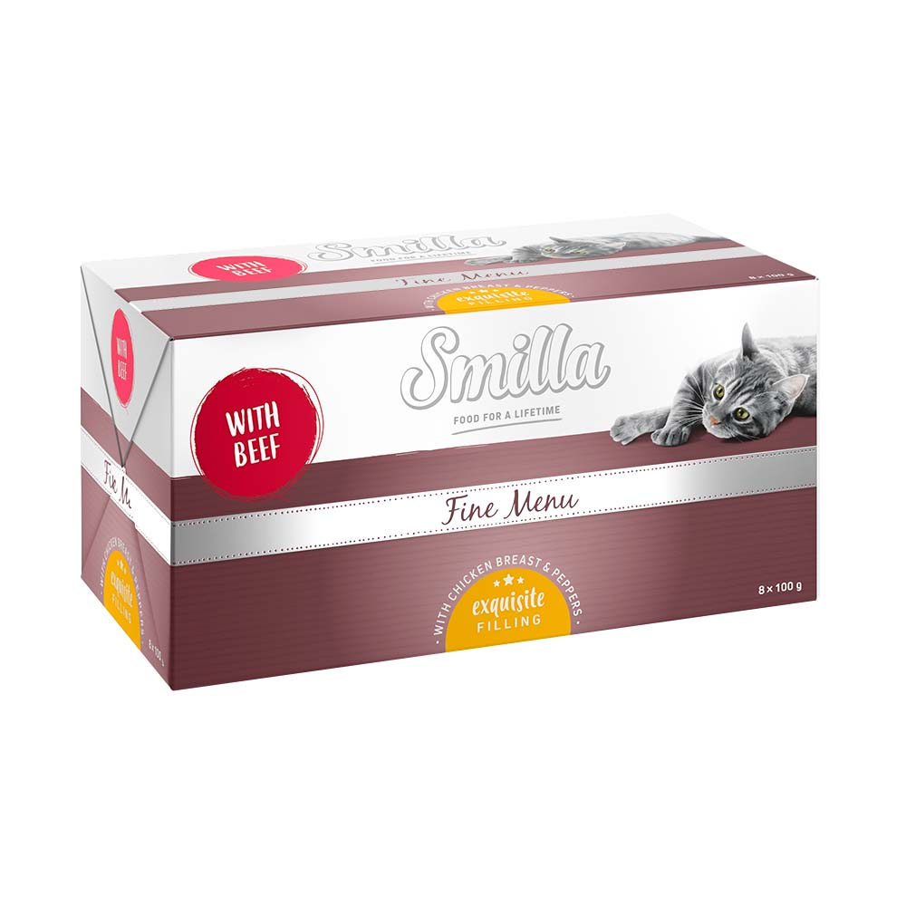 Smilla Fine Menu, z nadzieniem, 24 x 100 g - Wołowina, pierś z kurczaka, papryka