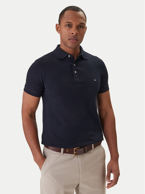 Tommy Hilfiger Polo 1985 MW0MW17771 Granatowy Slim Fit