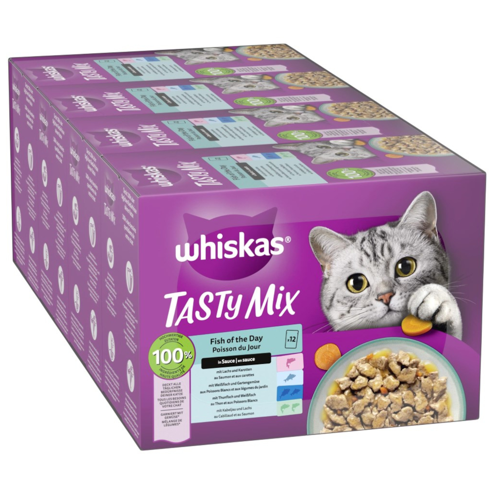 Pakiet Whiskas Tasty Mix, saszetki, 48 x 85 g - Ryba dnia w sosie