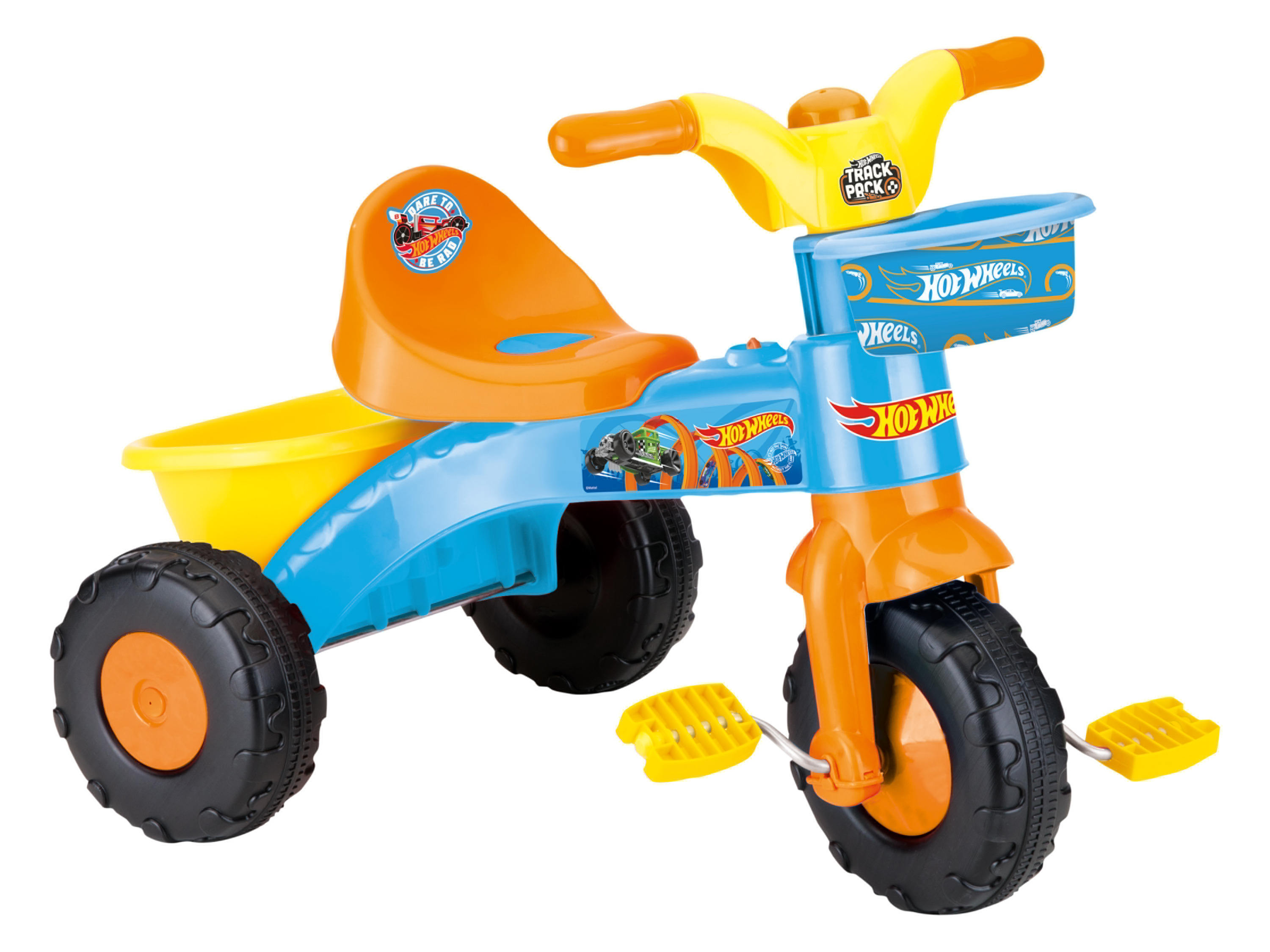 Rowerek trójkołowy Hot Wheels lub Barbie z wbudowanym klaksonem (Hot Wheels)