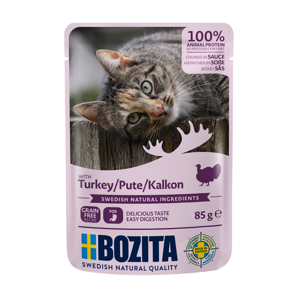 Bozita kawałki w sosie, saszetki, 12 x 85 g - Indyk