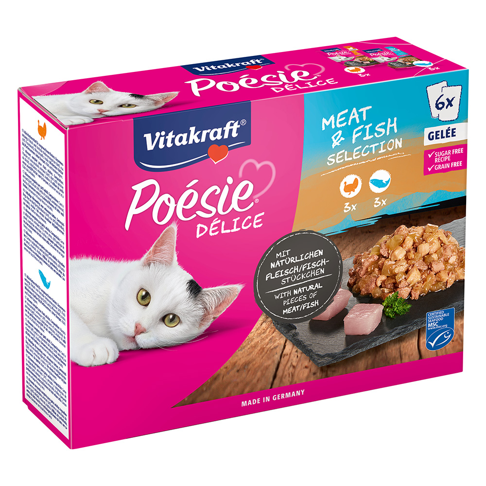 Vitakraft Poésie DéliSauce, saszetki, 6 x 85 g  - Wybór dań mięsnych i rybnych
