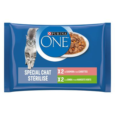 PURINA ONE Sterilised Cat 4 x 85 g - łosoś, indyk