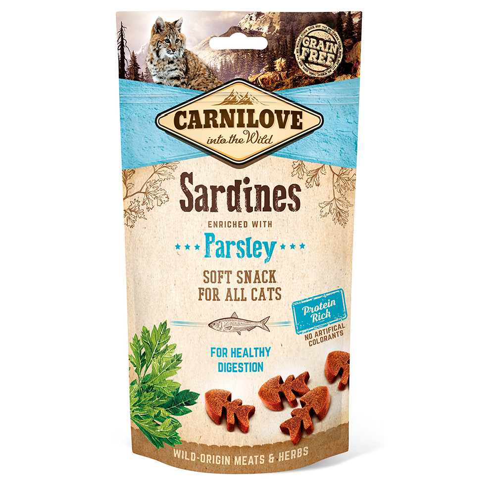 Carnilove Półwilgotne przysmaki dla kotów sardynki, pietruszka - 2 x 50 g miniaturka