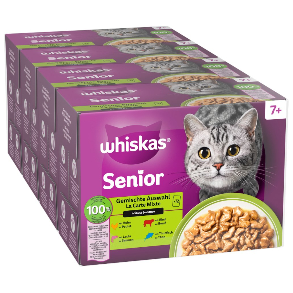 Jumbopack Whiskas Senior saszetki 144 x 85 g - 7+ Wybór dań mieszanych w sosie