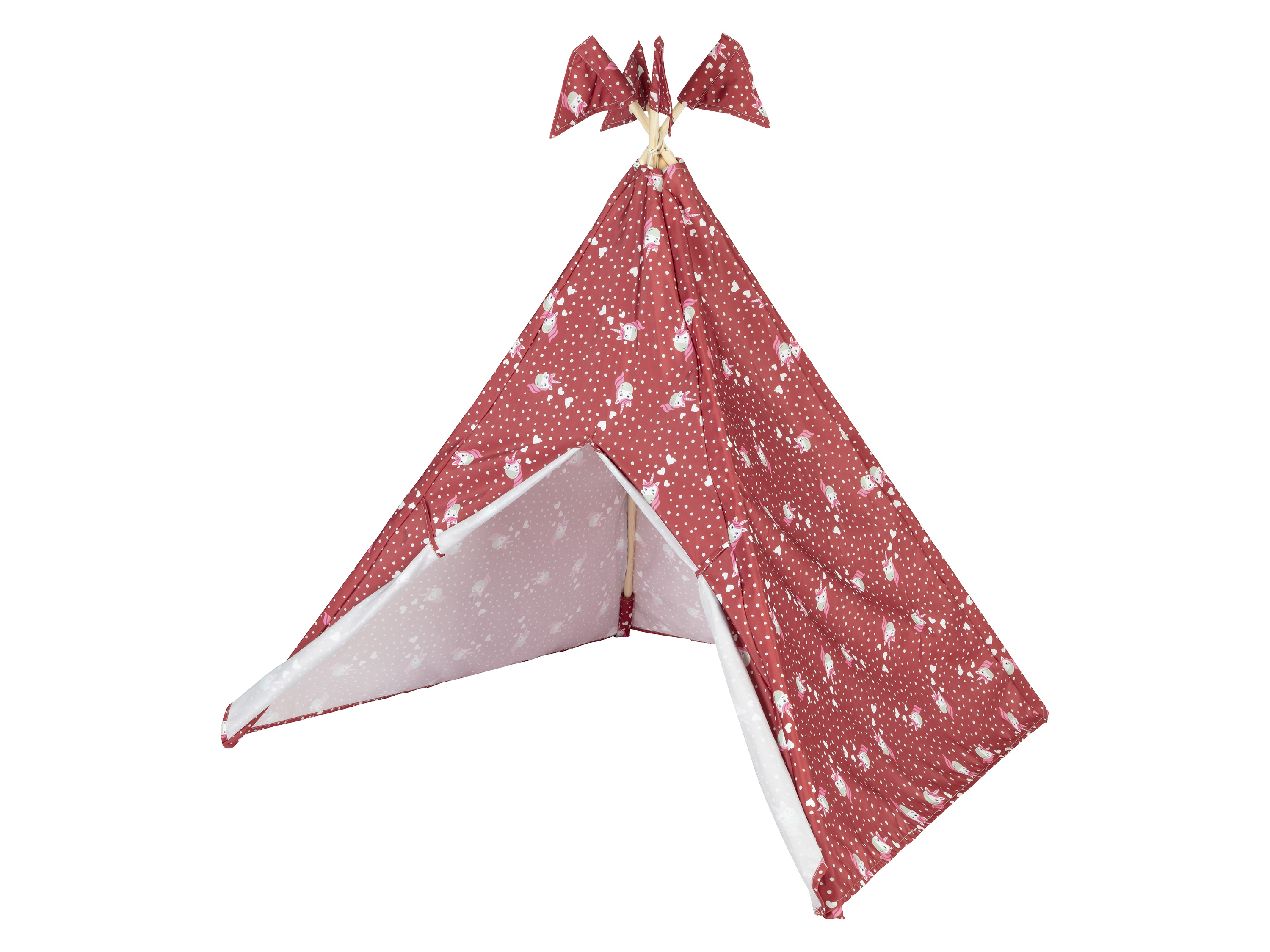 lupilu® Namiot drewniany tipi, z bawełną (Czerwony)