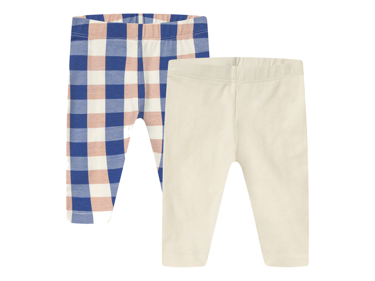 lupilu® Legginsy niemowlęce z bawełną, 2 pary (50/56, Kratka/biały) miniaturka