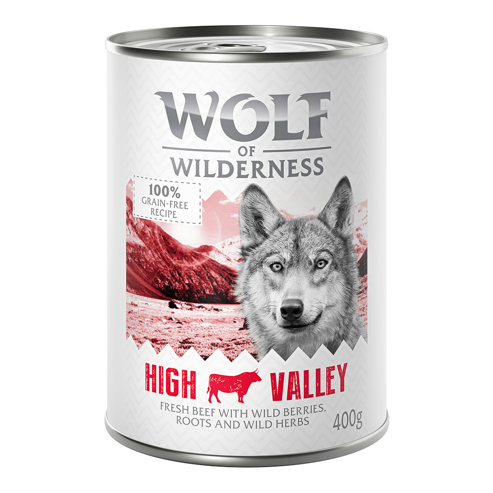 Korzystny pakiet Wolf of Wilderness Monoprotein Adult, 24 x 400 g - High Valley, wołowina