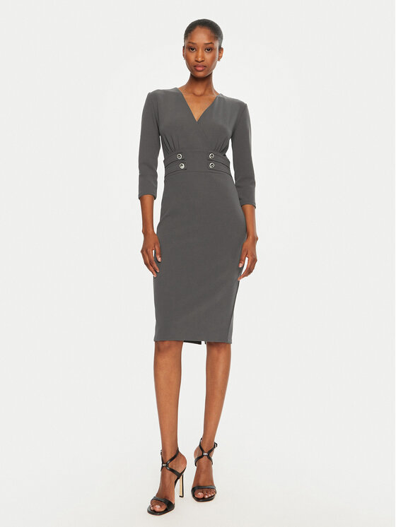 Rinascimento Sukienka koktajlowa CFC0119920003 Szary Regular Fit
