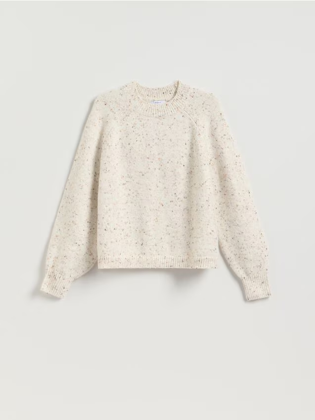 Reserved - Wzorzysty sweter - złamana biel