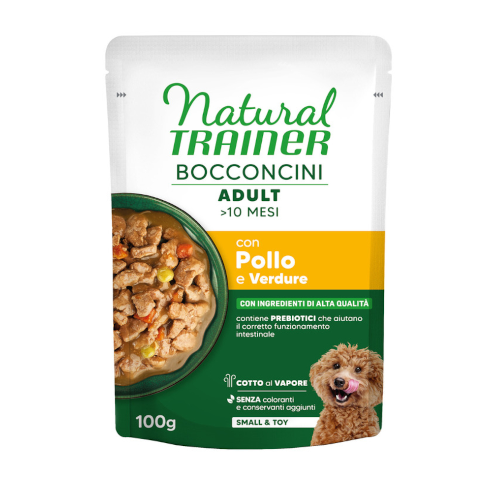 Natural Trainer Bocconcini Adult Small & Toy, kawałki w sosie - Kurczak, 6 x 100 g