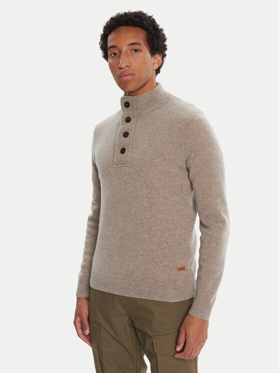 Barbour Sweter Patch Half Zip MKN0585ST51 Beżowy Regular Fit