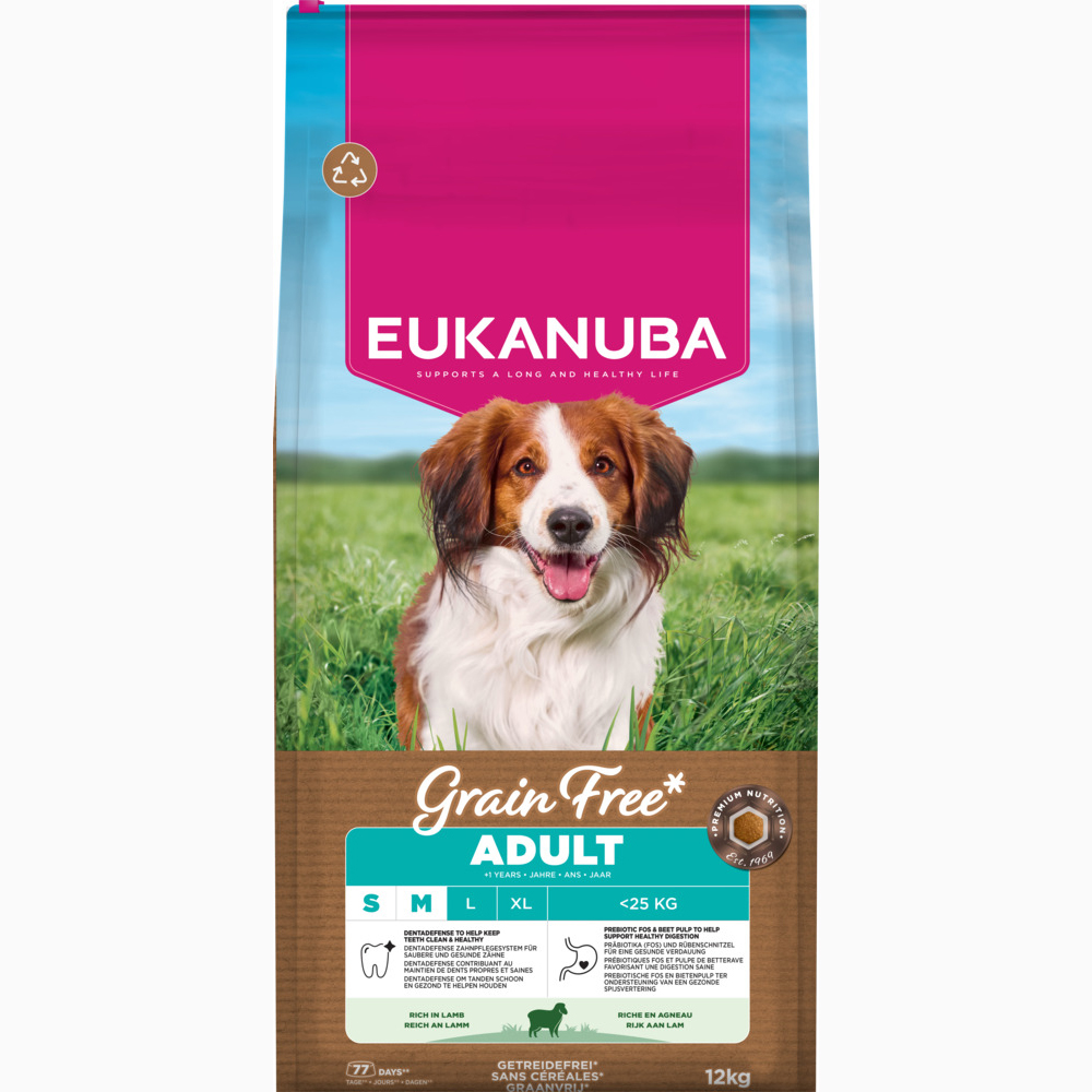 Eukanuba Grain Free Adult Small & Medium, z jagnięciną - 12 kg