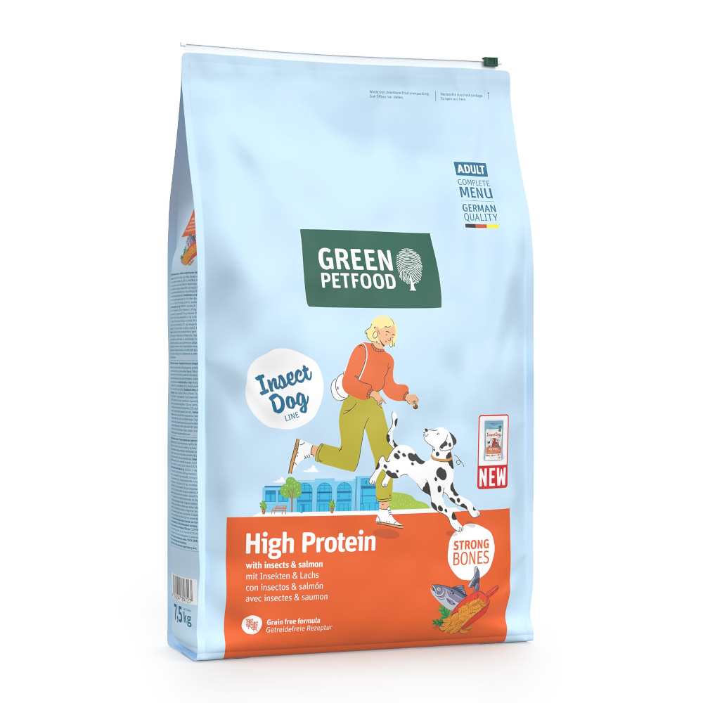 Green Petfood High Protein, z owadami i łososiem - 2 x 7,5 kg