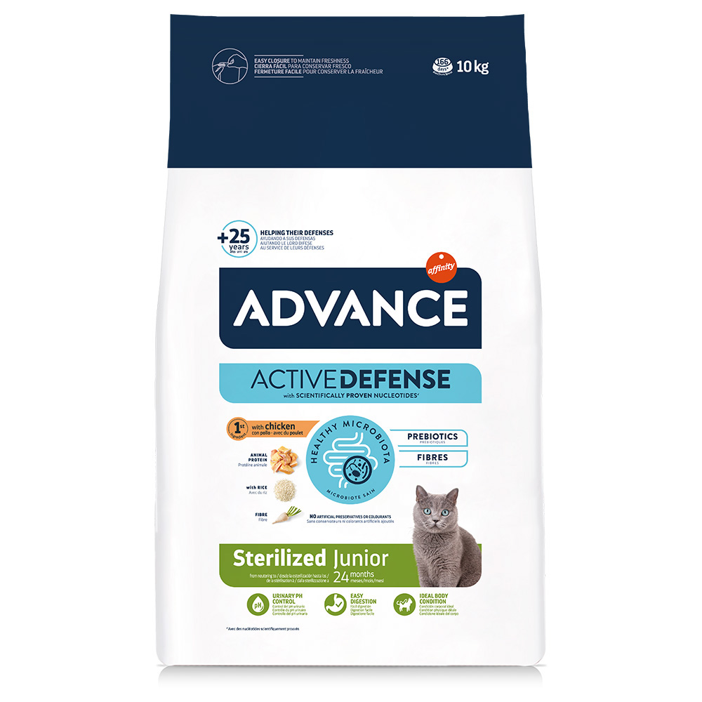 8,5 + 1,5 kg / 12 + 3 kg gratis! Advance, karma sucha dla kota, 10 kg / 15 kg - Affinity Sterilized Junior, kurczak, 10 kg