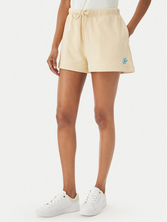 Tommy Hilfiger Szorty sportowe Logo Embroidery WW0WW48765 Beżowy jasny Regular Fit