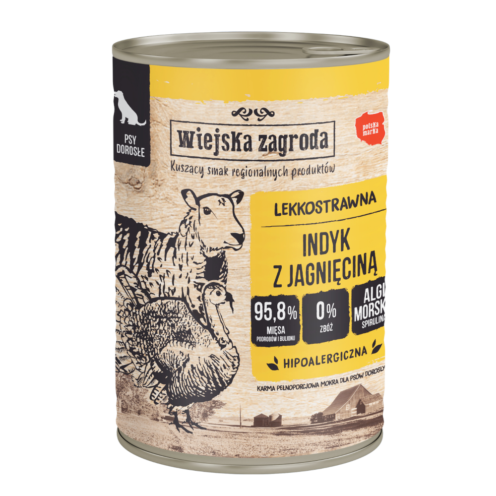 Megapakiet Wiejska Zagroda, mokra karma dla psa, 36 x 400 g - Indyk z jagnięciną
