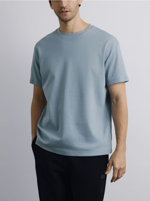 Reserved - Bawełniany t-shirt boxy - jasnoszary