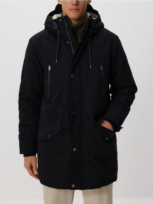 Reserved - Długa parka z kapturem - czarny
