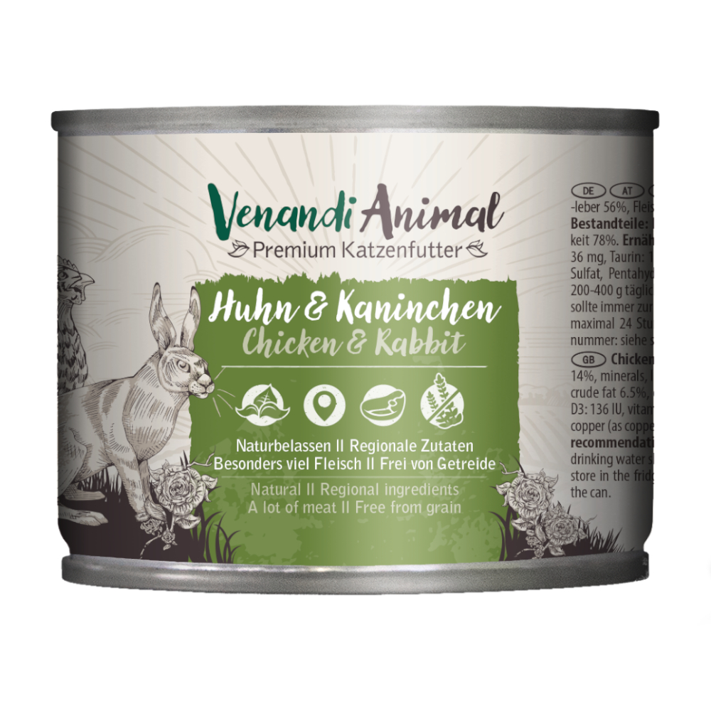 Korzystny pakiet Venandi Animal, 24 x 200 g - Kurczak i królik