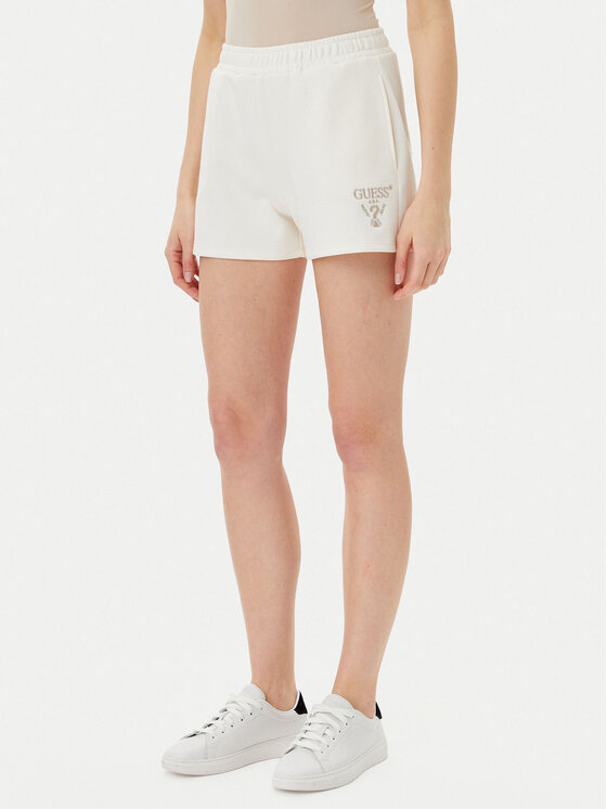 Guess Szorty sportowe V5GD19 KC3D2 Écru Relaxed Fit