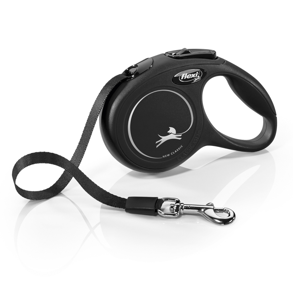 flexi Classic smycz taśmowa dla psa, czarna, 5 m - Rozmiar L: do 50 kg