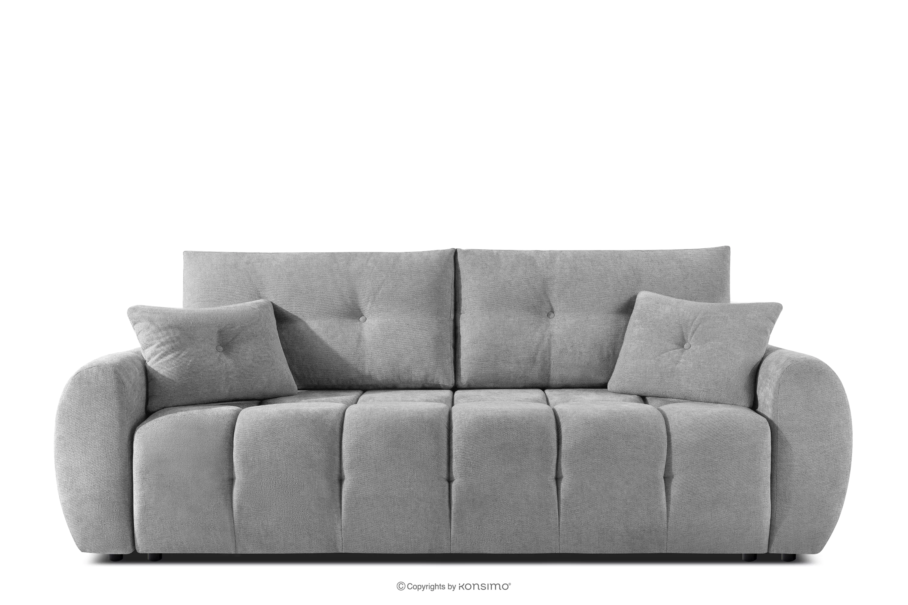Pikowana sofa trzyosobowa z funkcją spania w tkaninie plecionej szary HELLA