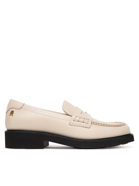 Tommy Hilfiger Loafersy Elettra Penny Leather FW0FW09360 Écru