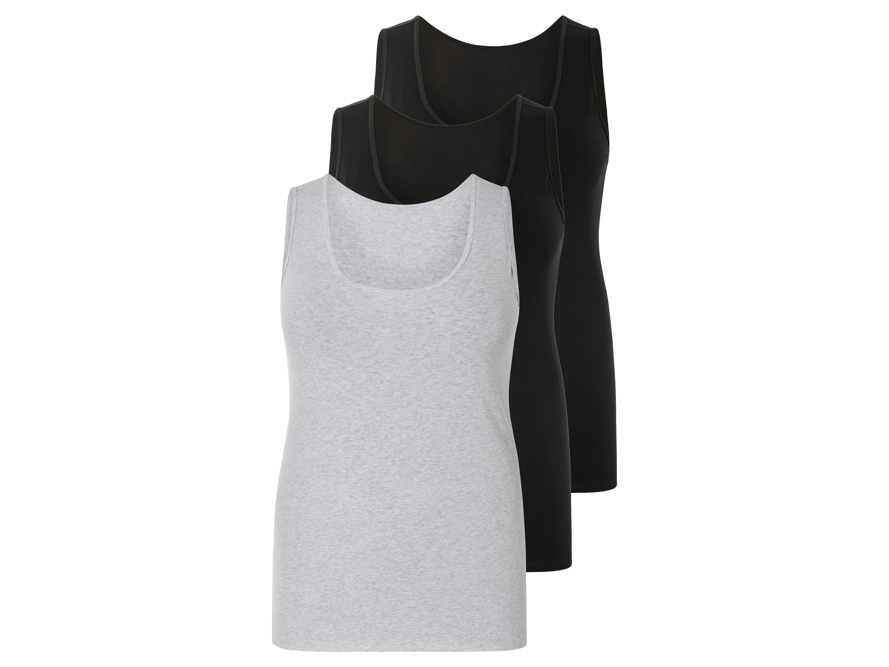 esmara® Koszulki damskie z bawełny, 3 sztuki (Czarny/ szary, 3XL (56/58)) miniaturka