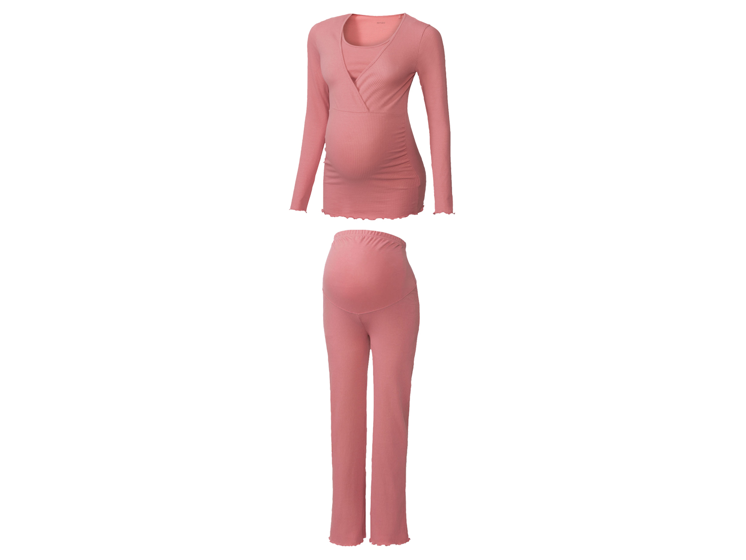 esmara® Piżama ciążowa z bawełną (koszulka +spodnie) (XL(48/50), Różowy)