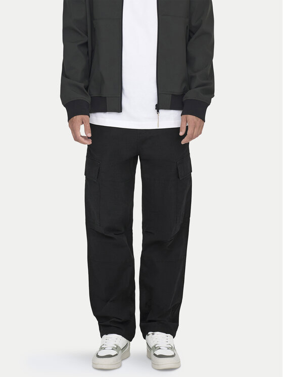 Only & Sons Spodnie materiałowe Ray 22028640 Czarny Loose Fit