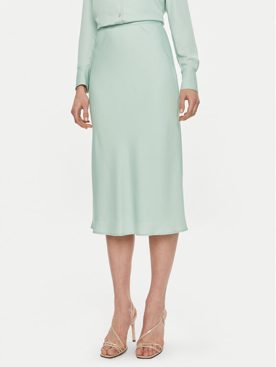 Calvin Klein Spódnica midi Bias K20K203514 Zielony Regular Fit