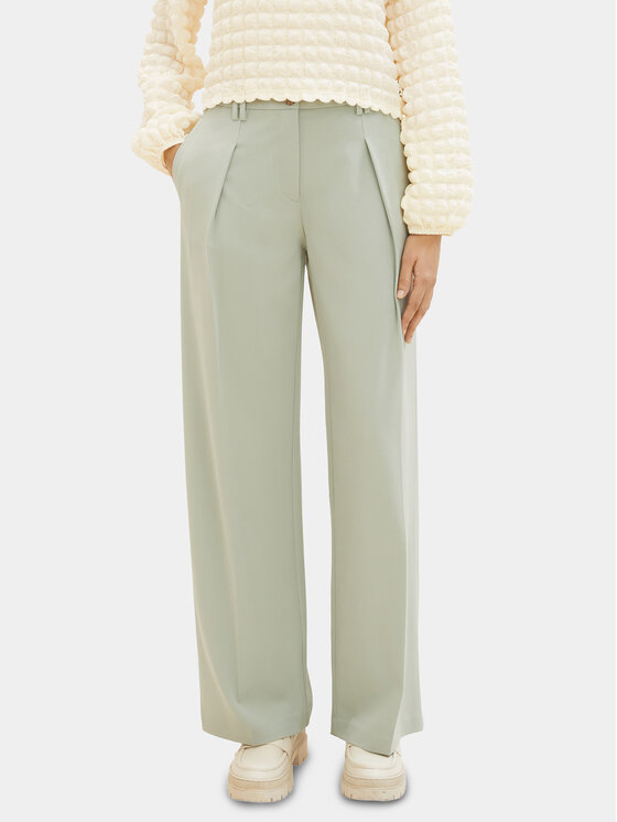 Tom Tailor Spodnie materiałowe 1040686 Zielony Wide Leg