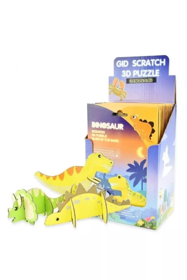 Puzzle 3D zdrapki świecące w ciemności Dinozaury