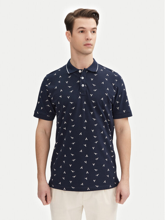 INDICODE Polo Lobster 41-155 Granatowy Regular Fit