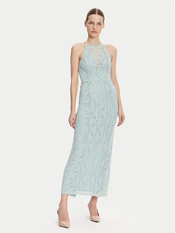 Guess Sukienka koktajlowa W5GK66 KCT80 Błękitny Slim Fit
