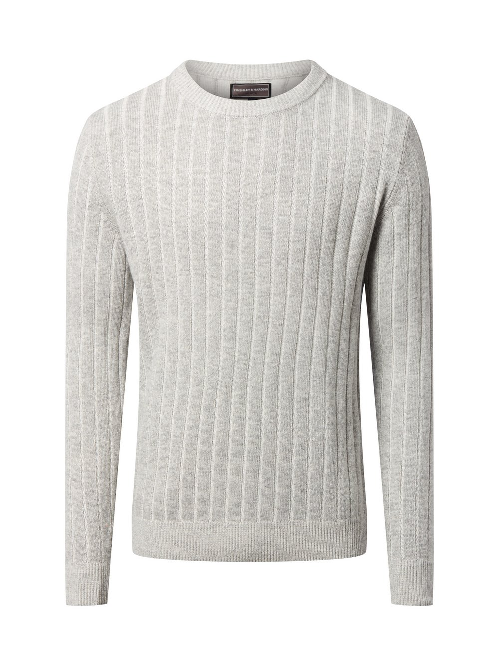 Finshley & Harding Męski sweter z dzianiny z wełną i kaszmirem Mężczyźni Sztuczne włókno szary, L