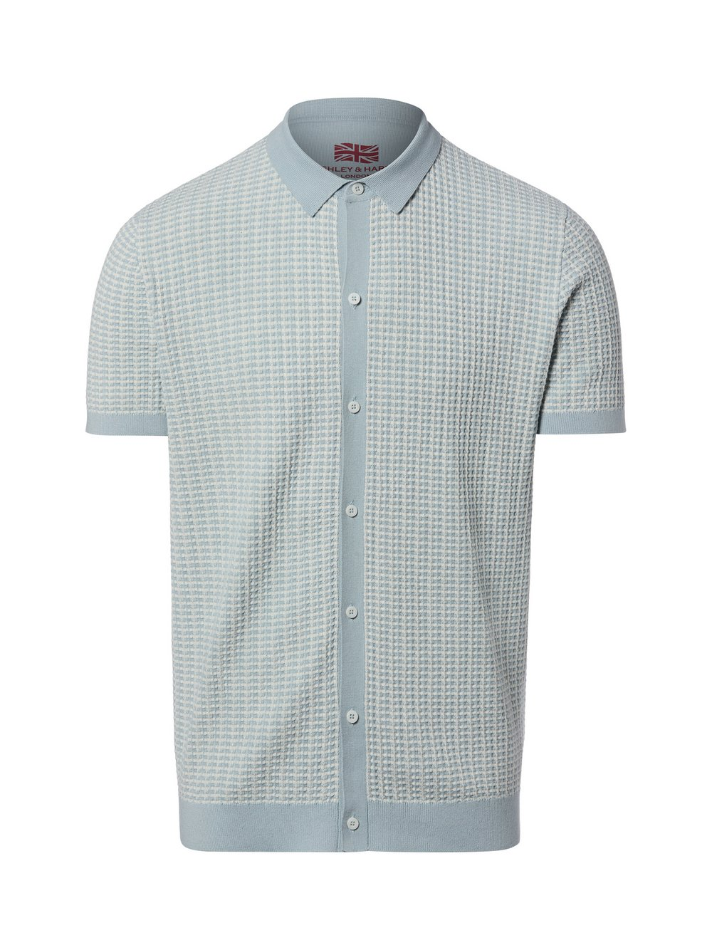 Finshley & Harding London Męska koszulka polo z dzianiny Mężczyźni Bawełna niebieski|biały, L