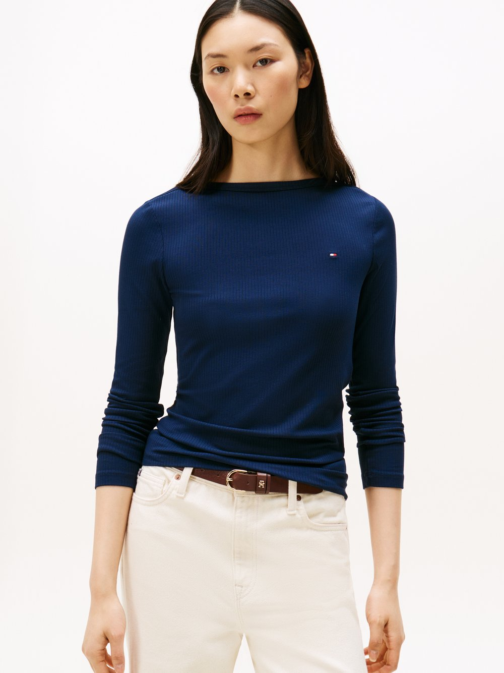 Tommy Hilfiger Damska koszulka z długim rękawem Kobiety wiskoza niebieski, XL