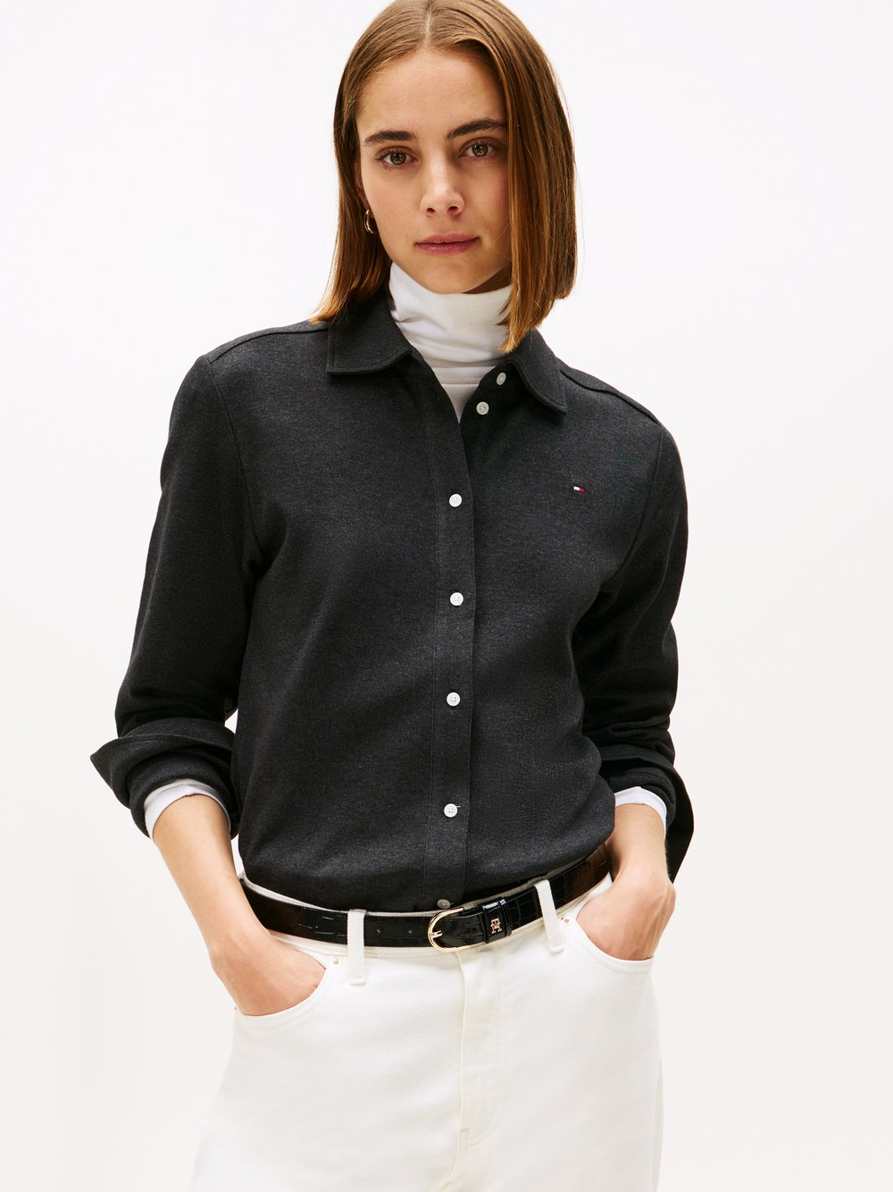 Tommy Hilfiger Bluzka damska z dżerseju Kobiety Bawełna szary, S