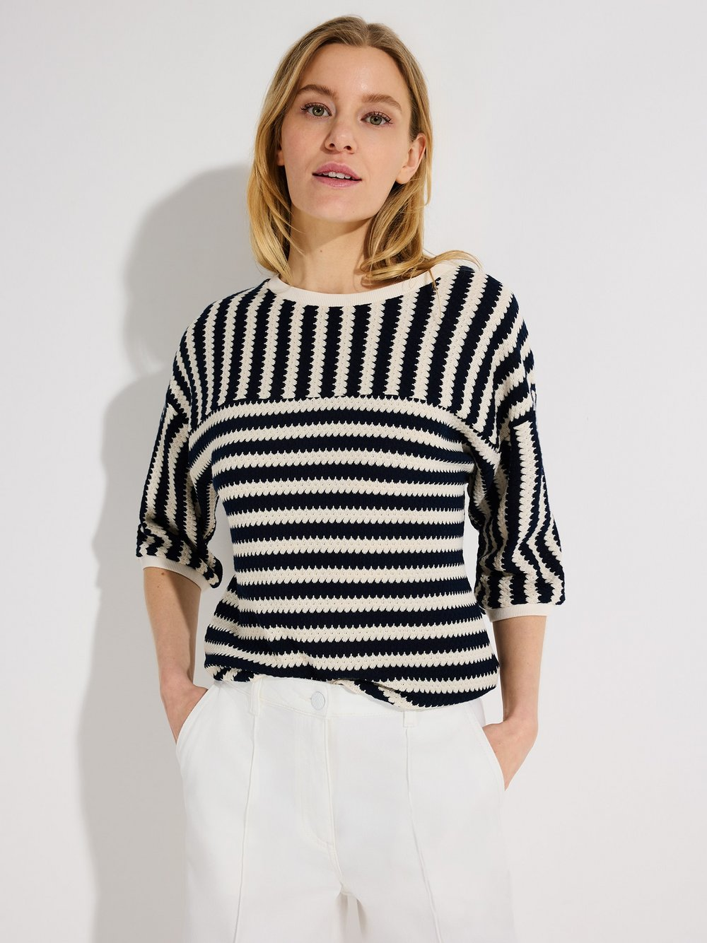 More & More Bluza damska Kobiety Bawełna niebieski|beżowy, 38
