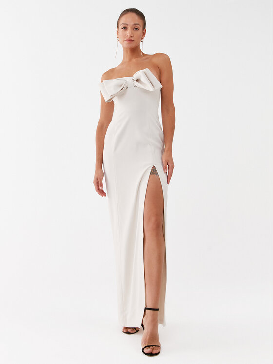 Pinko Sukienka wieczorowa Tunnel Abito 101766 7624 Écru Regular Fit
